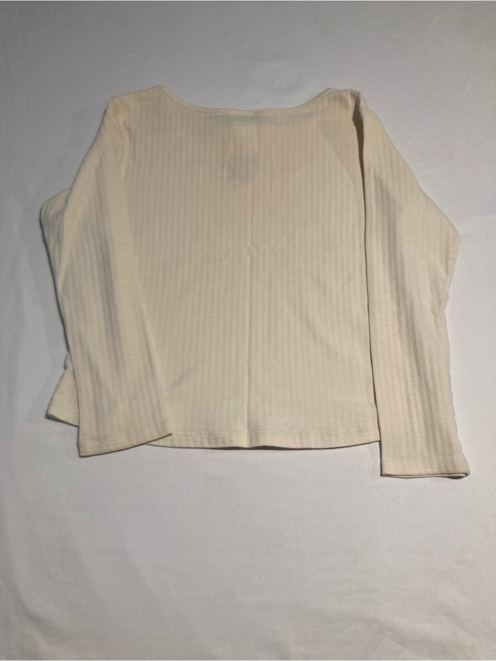 Vintage The Disney Store Cream Ribbed Long Sleeve Top with Subtle Logo Tag - Picture 9 of 11